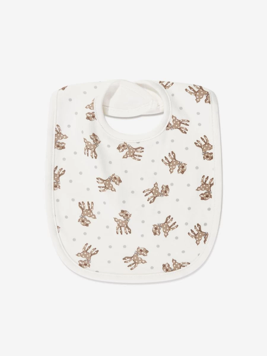 Rachel Riley White Baby Fawn Embroidered Bib - Soft Organic Cotton for Newborns & Infants