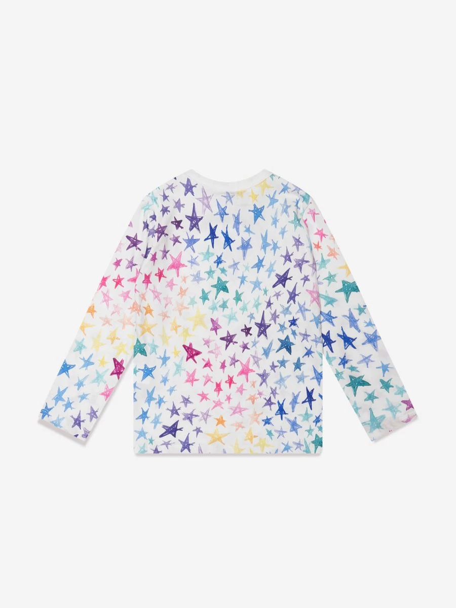 Stella McCartney Kids Teen Ivory Star Print Long Sleeve T-Shirt for Girls