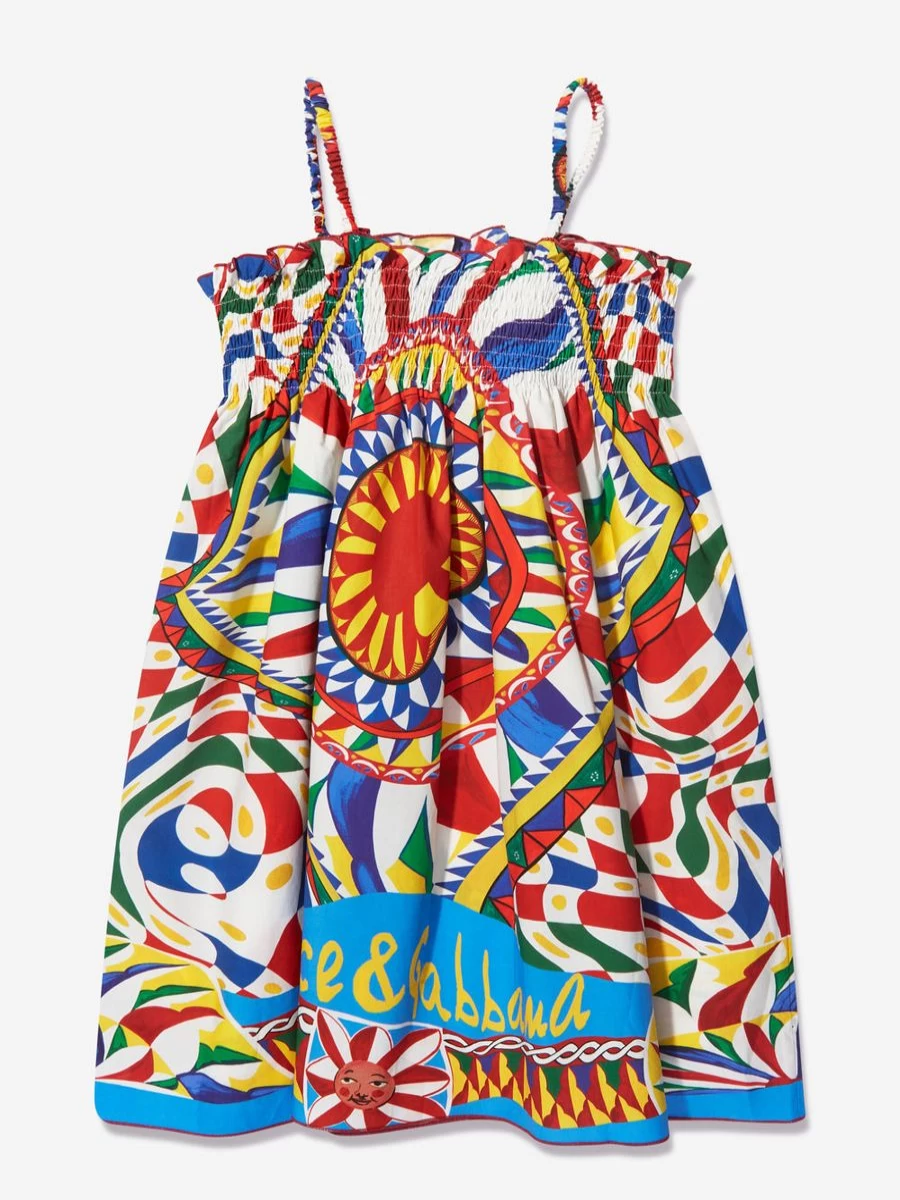 Dolce & Gabbana Kids Girls Floral Carretto Print Multicolour Dress