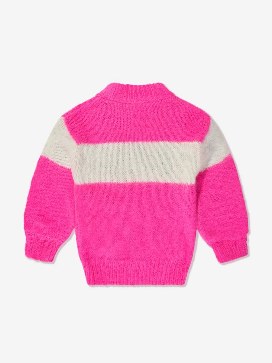 MC2 Saint Barth Girls Pink Logo Stripe Jumper - Casual Knit Sweater for Girls