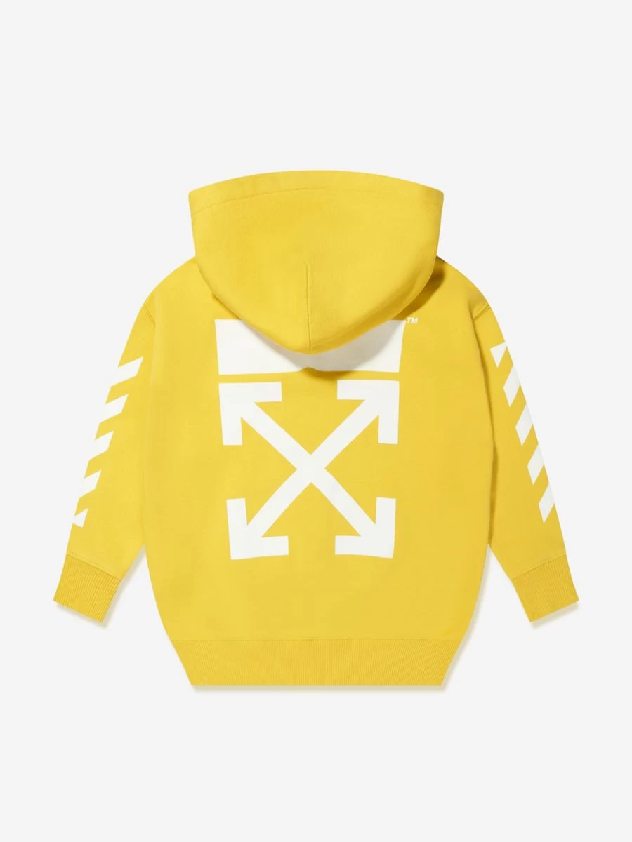 Off-White Teen Boys' Classic Arrow Tab Hoodie - Yellow Pullover for Teens