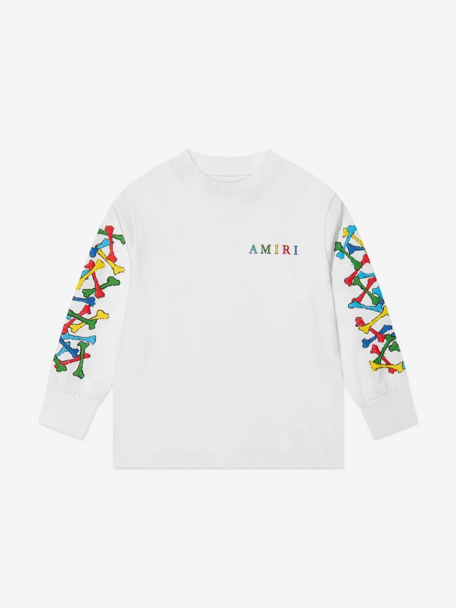 Amiri Boys White Scribble Bones Graphic Long Sleeve T-Shirt for Kids