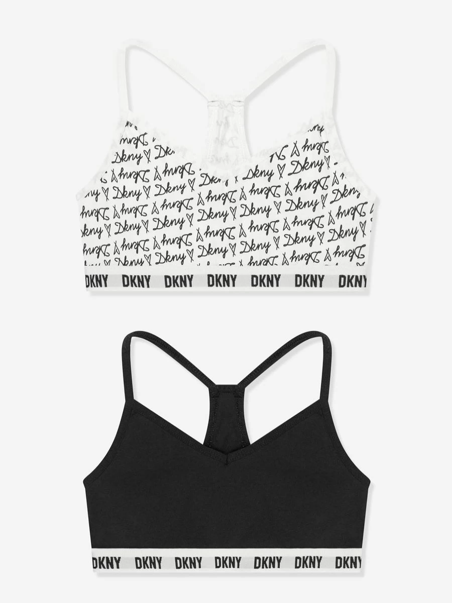 DKNY Girls 2 Pack Black Racerback Bras for Active Wear