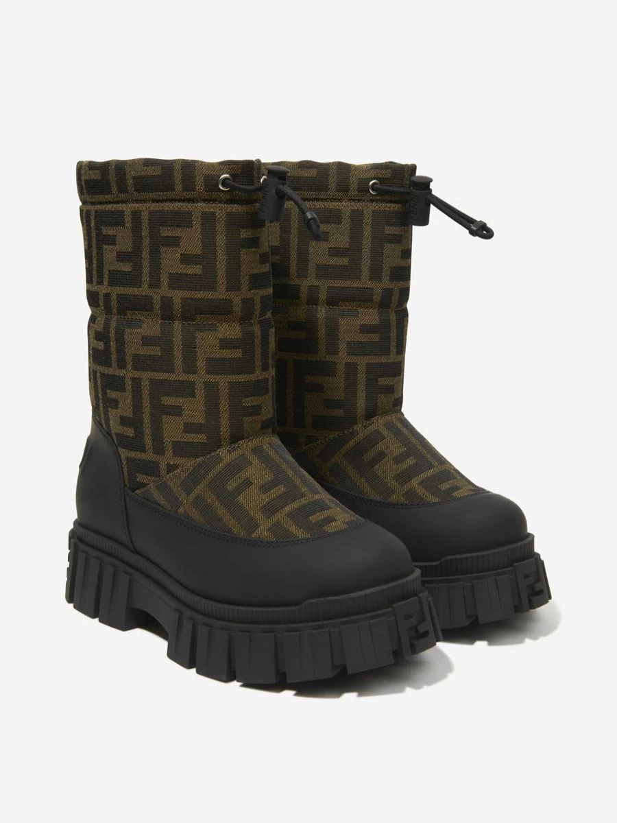 Fendi Kids Girls FF Logo Snow Boots | Winter Boots for Girls | Fendi Kids Footwear