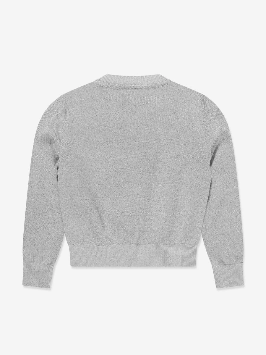 Versace Girls Silver Logo Knitted Sweater for Stylish Comfort