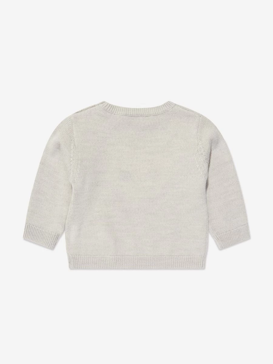 Bonpoint Baby Girls Grey Wool Jumper – Soft Almire Knit Sweater