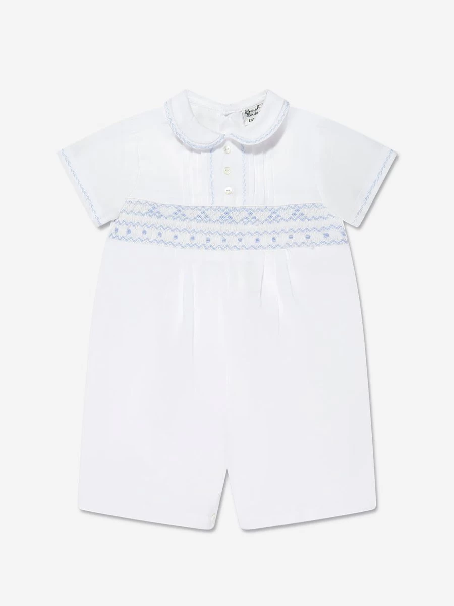Sarah Louise Baby Boys White Romper - Soft & Comfortable Infant Outfit