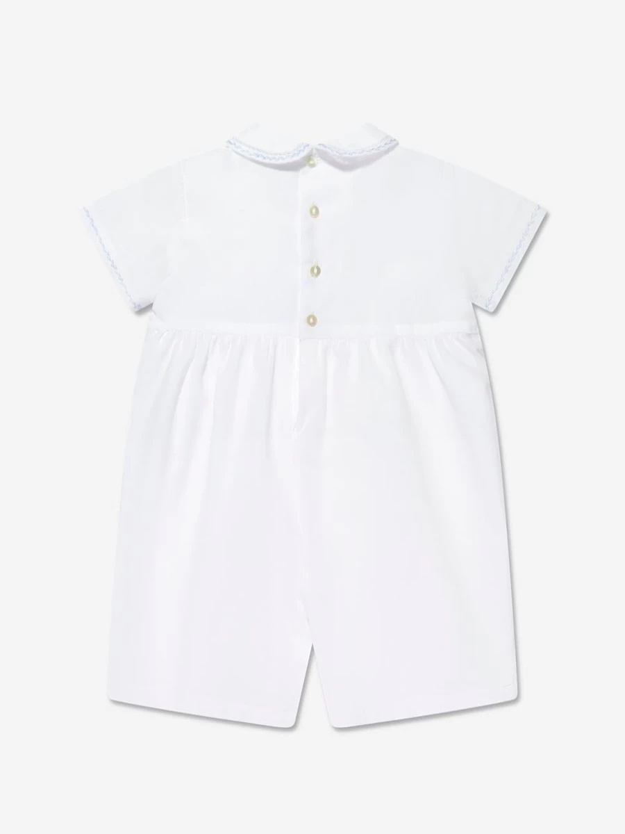 Sarah Louise Baby Boys White Romper - Soft & Comfortable Infant Outfit