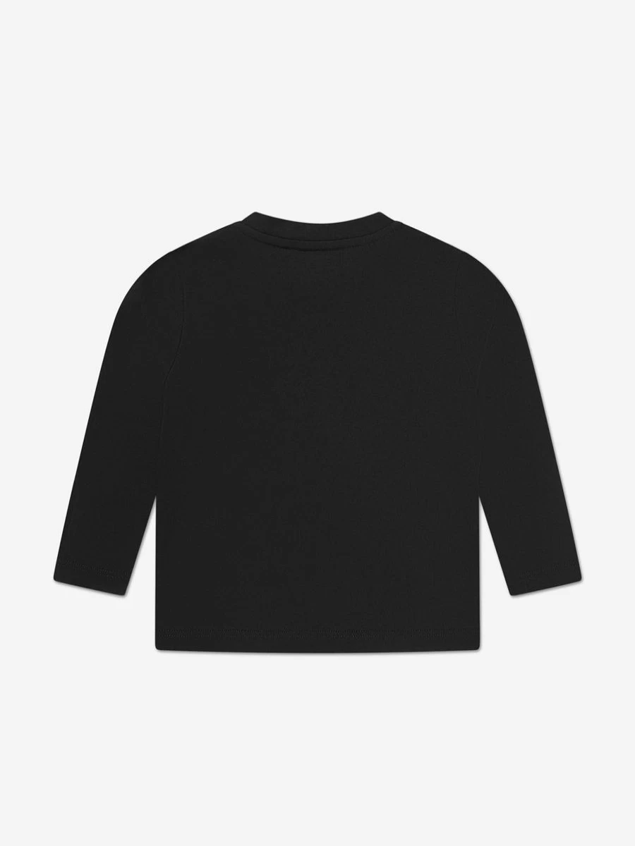 Versace Girls' Black Long Sleeve Logo Baby T-Shirt