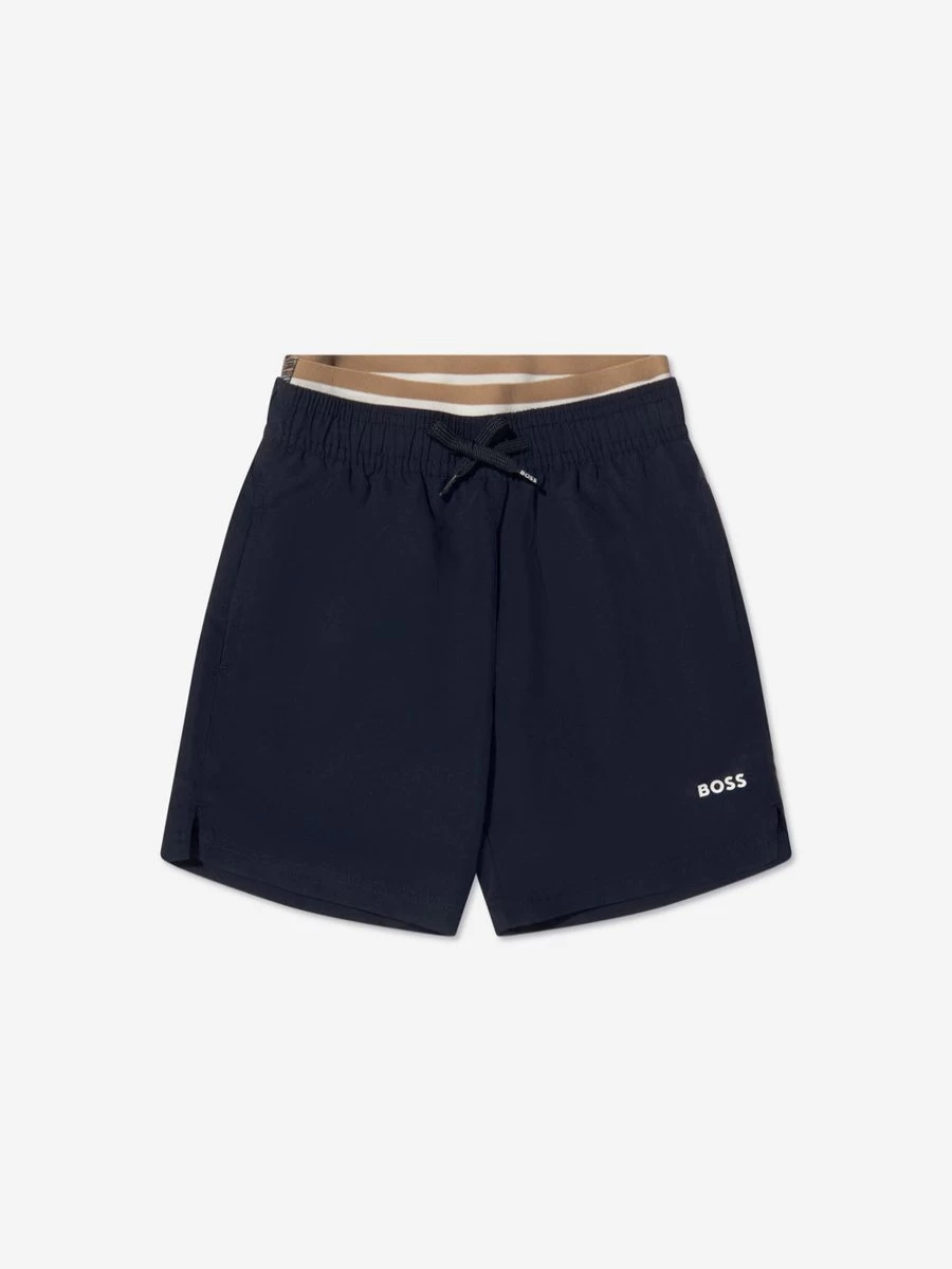 BOSS Boys Navy Logo Swim Shorts | Childsplay Clothing