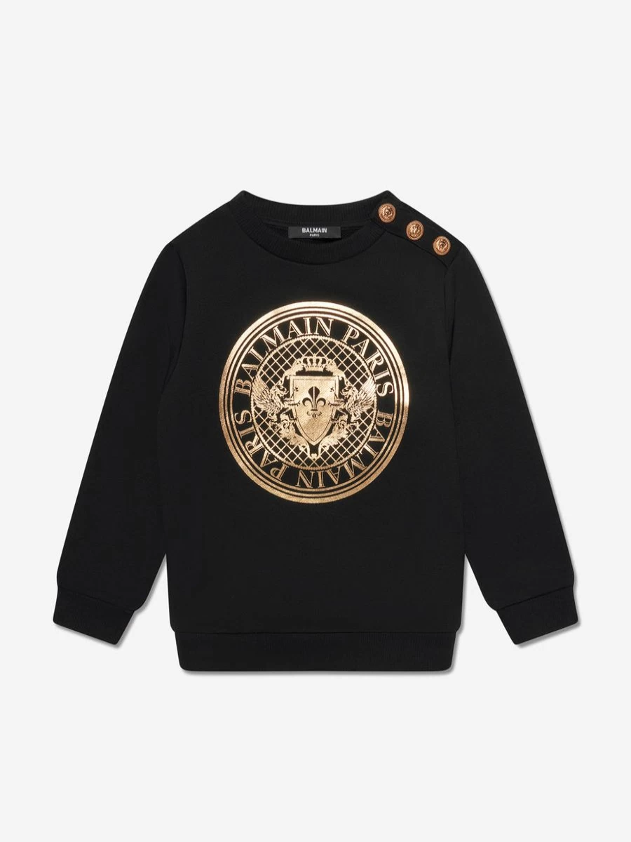 Balmain Boys Black Kids Logo Print Sweatshirt