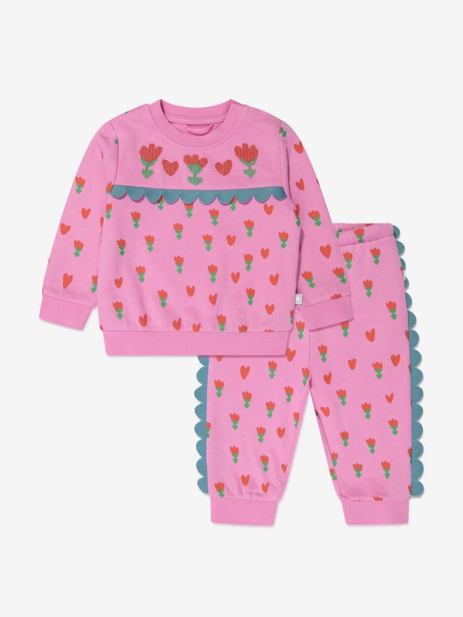 Stella McCartney Kids Pink Floral Tracksuit for Baby Girls