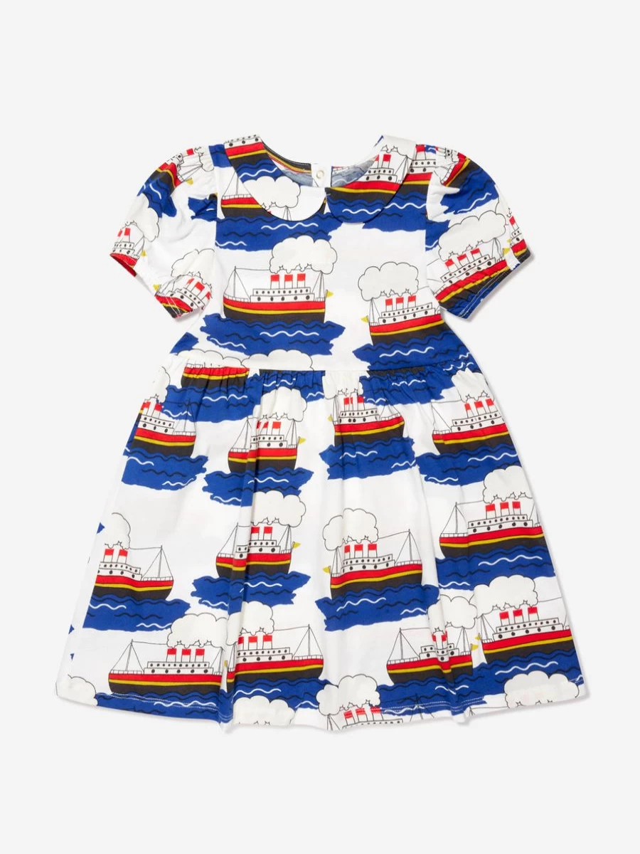 Mini Rodini Girls Ferry Print Multicolour Dress - Colorful Floral Summer Dress for Girls