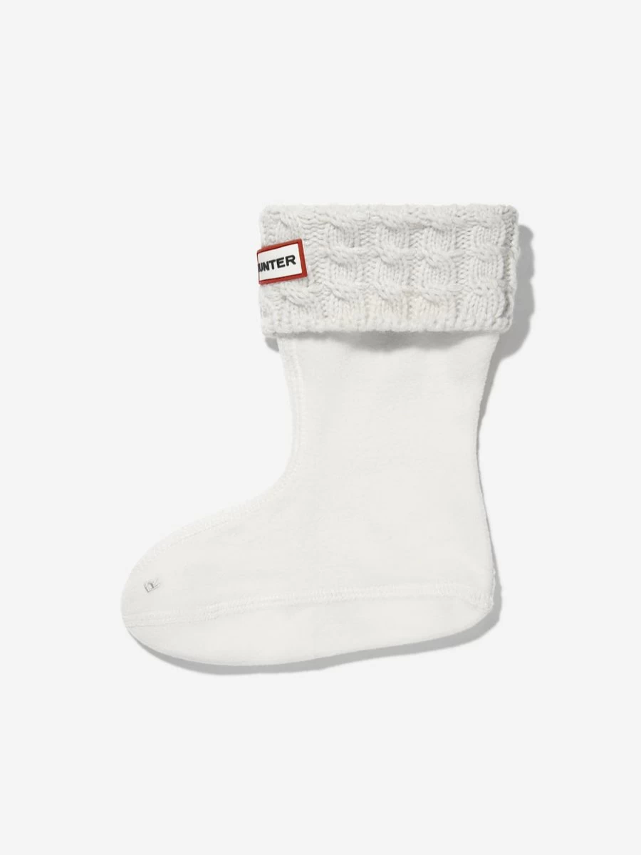Hunter Girls' Recycled 6-Stitch Cable Knit Boot Socks - Eco-Friendly Kids' Warm Winter Socks