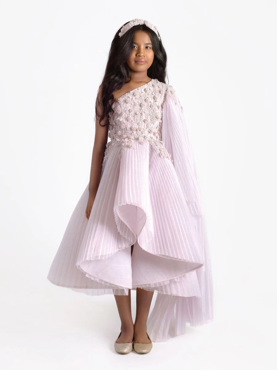 "Maison Ava Teen Girls' Liea Dress in Soft Lilac - Elegant Floral Summer Dress"