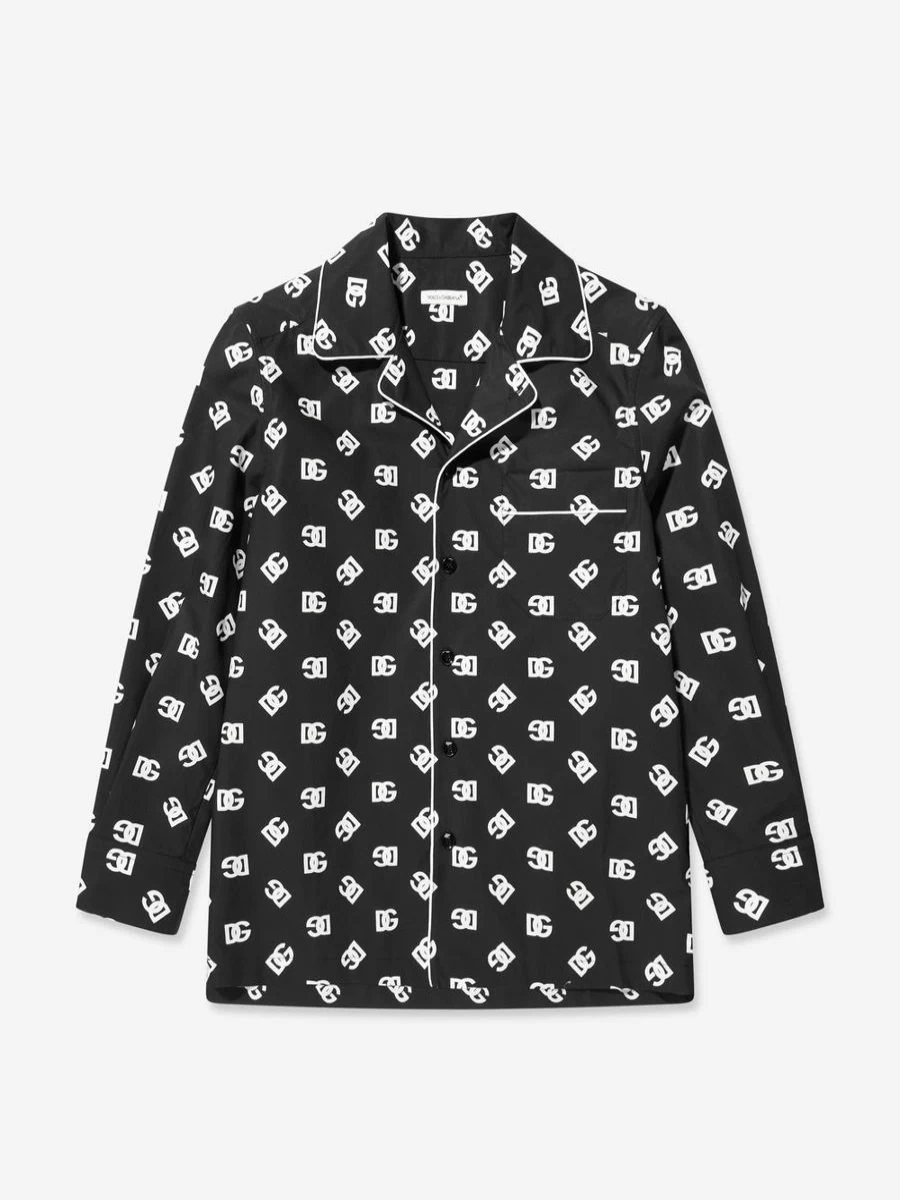 Dolce & Gabbana Kids Boys Black Logo Print Pyjama Top Sleepwear Shirt