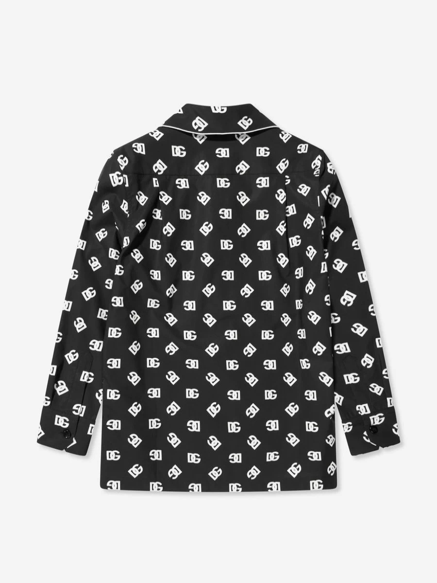 Dolce & Gabbana Kids Boys Black Logo Print Pyjama Top Sleepwear Shirt