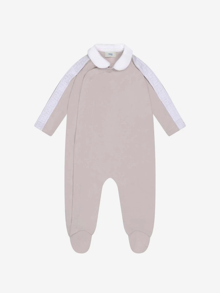Fendi Kids Baby Boys' 3-Piece Gift Set | Beige Babygrow Romper Outfit