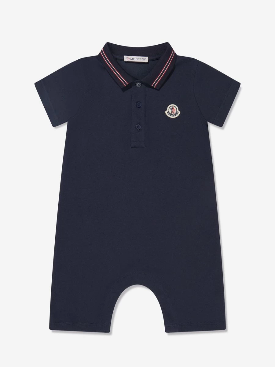 Moncler Enfant Baby Boys Navy Polo Romper - Premium Cotton Outfit for Infants