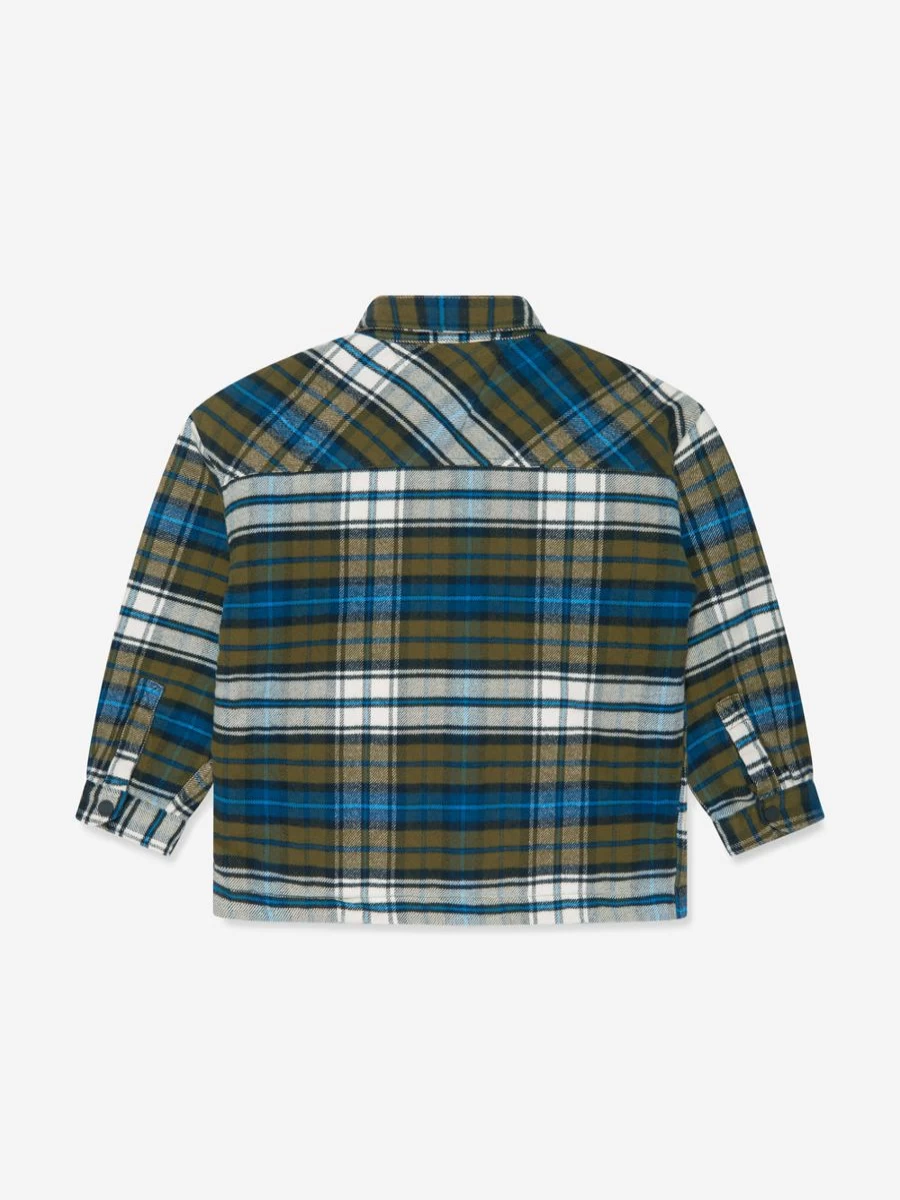 Tommy Hilfiger Boys Green Tartan Nylon Mix Overshirt