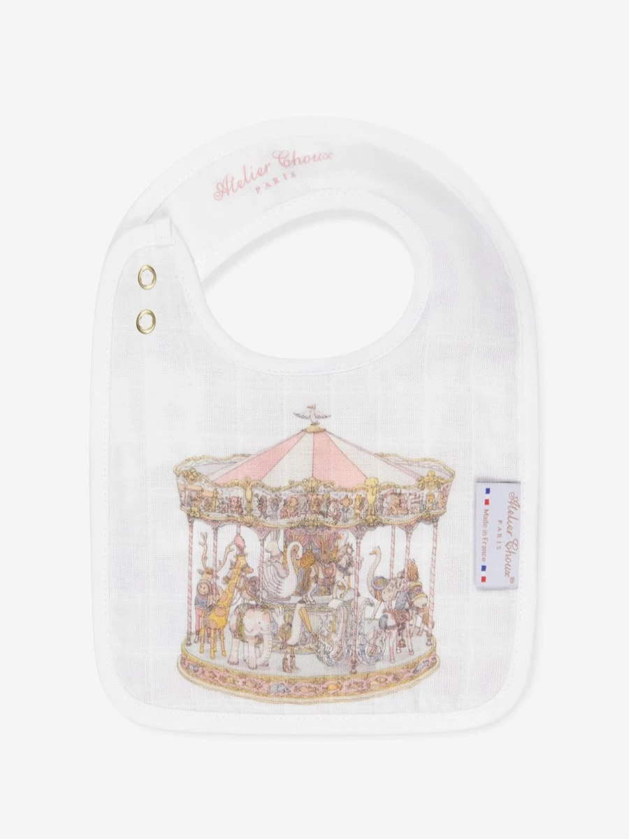 Atelier Choux Baby Carousel Bib - Premium Organic Cotton Drool Bib for Infants