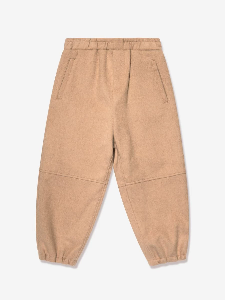 Fendi Kids Boys Beige Flannel Pocket Trousers for Comfort and Style