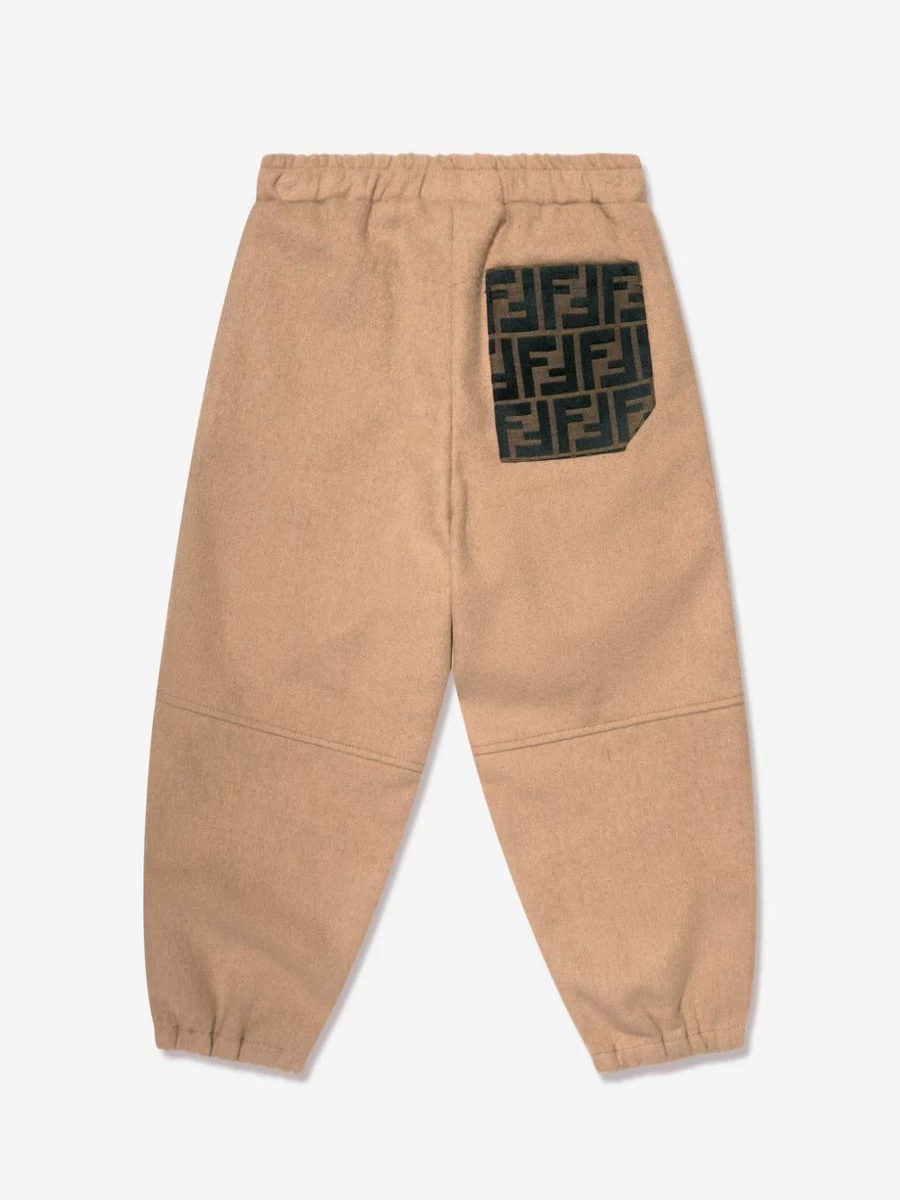 Fendi Kids Boys Beige Flannel Pocket Trousers for Comfort and Style