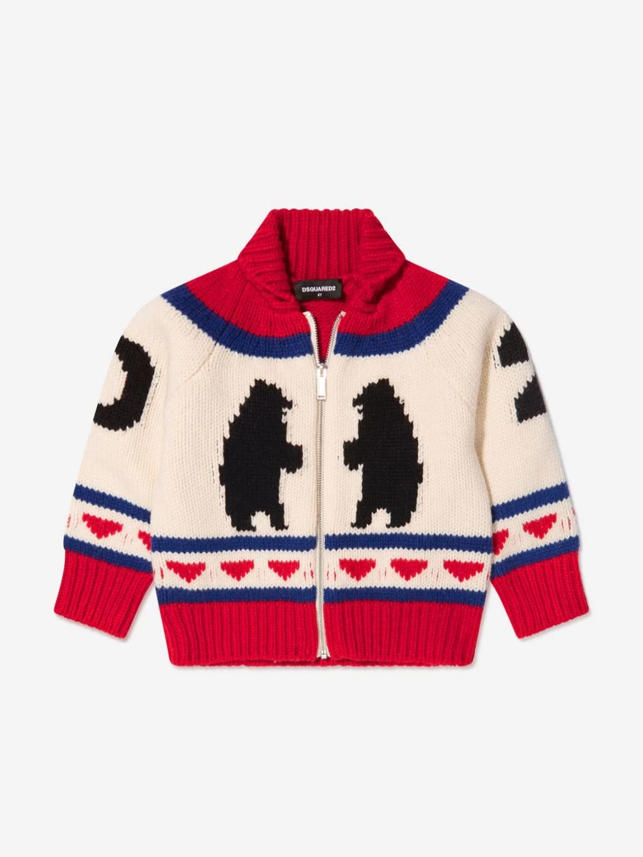 Dsquared2 Kids Girls Wool Knitted Zip Up Sweater | Winter Jumper for Girls