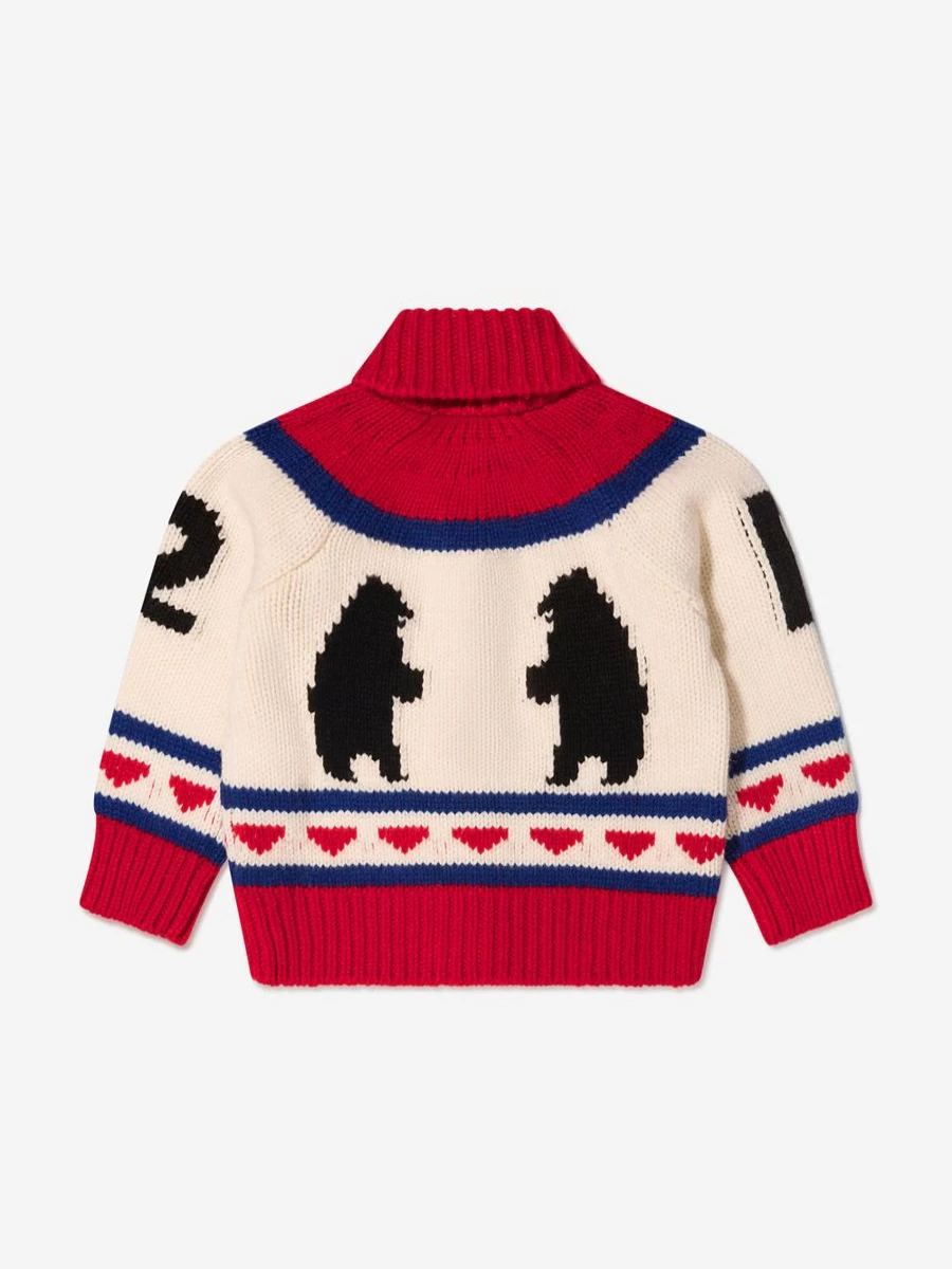 Dsquared2 Kids Girls Wool Knitted Zip Up Sweater | Winter Jumper for Girls