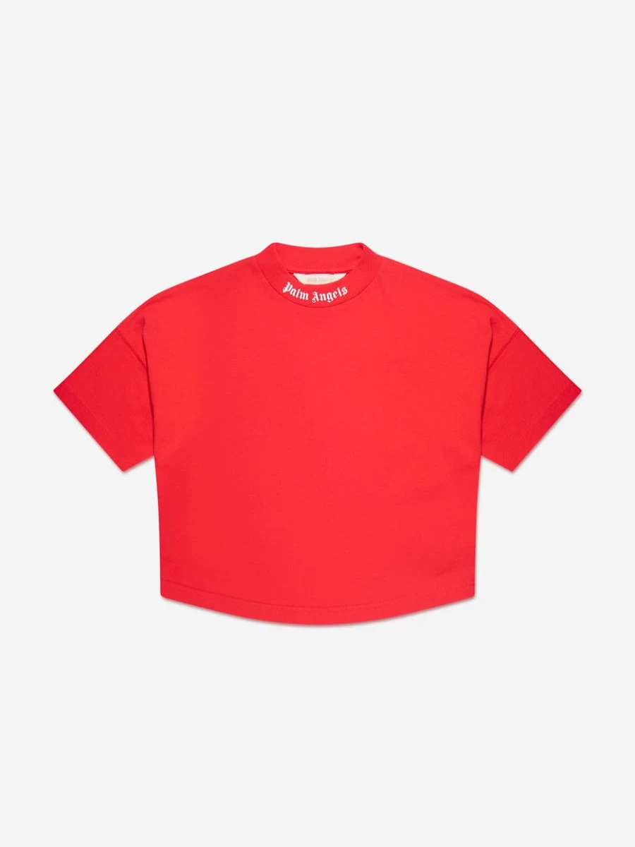 Palm Angels Boys Red Classic Logo Print T-Shirt