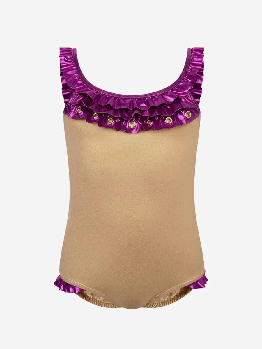 "Teen Girls Almond Swimsuit | Nessi Byrd One-Piece Bathing Suit for Teens"