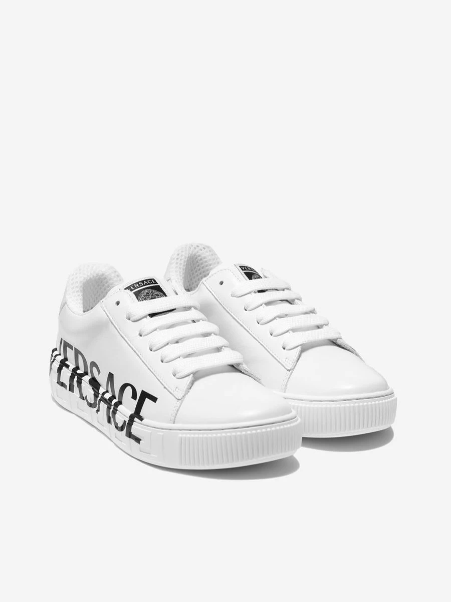 Versace Girls Leather Logo Trainers - Stylish Kids Sneakers | Childsplay Clothing