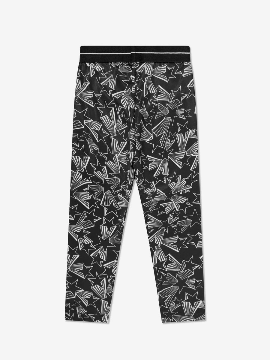 MSGM Girls Black Star-Print Leggings for Kids Fashion