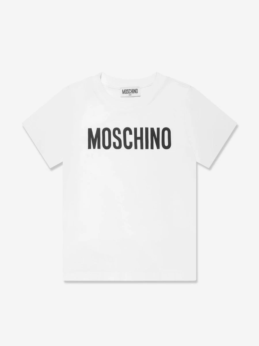 Moschino Kids Boys White Logo T-Shirt for Children