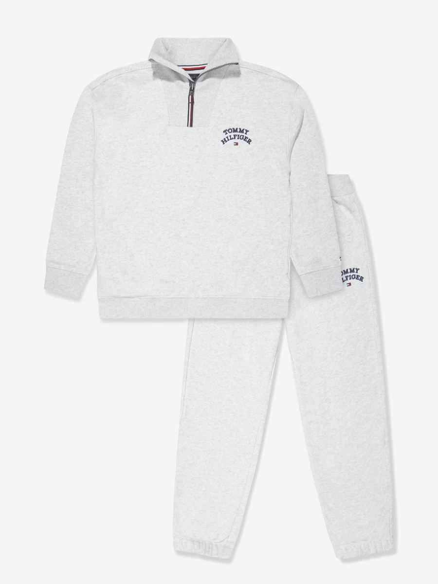 Tommy Hilfiger Boys Grey Logo Flag Tracksuit - Sporty Casual Outfit