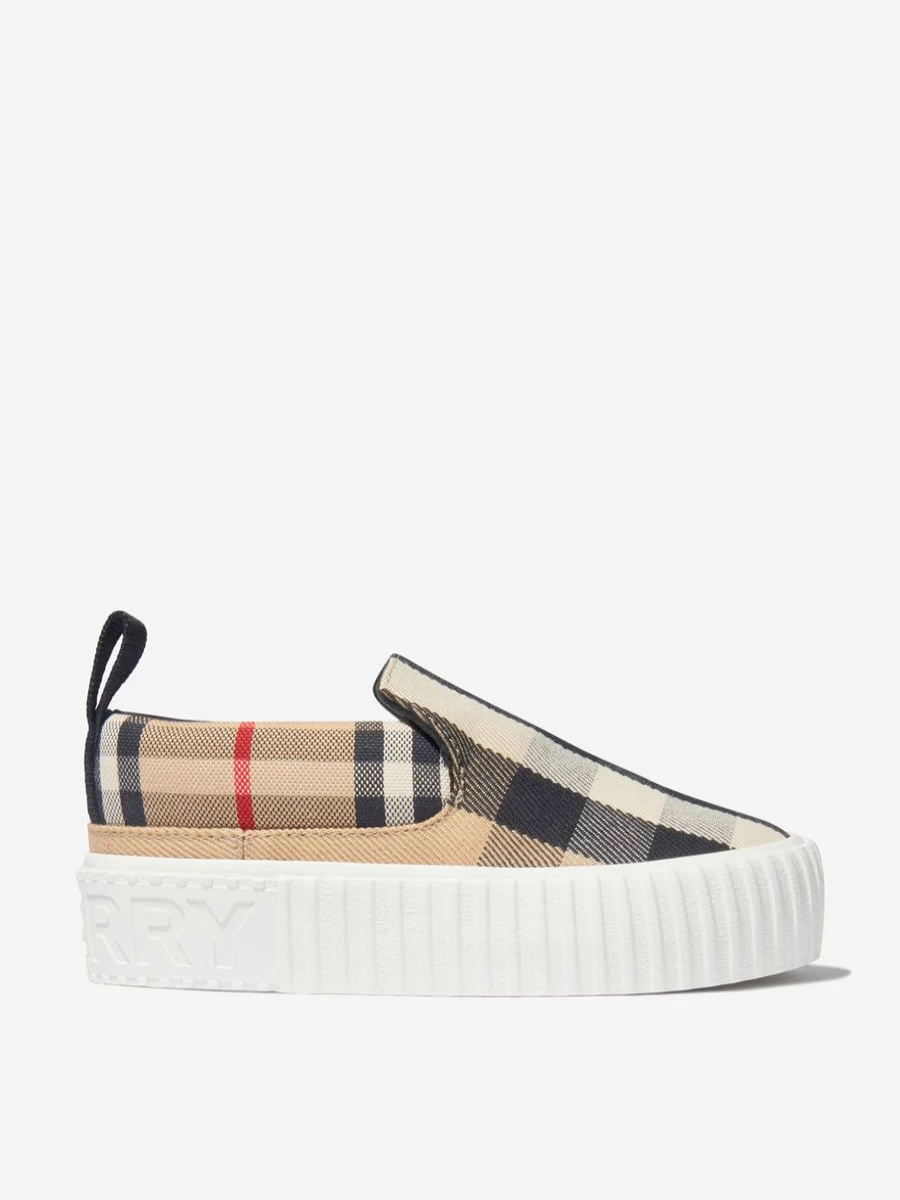 Burberry Boys Andrew Check Slip-On Sneakers in Beige | Kids Casual Shoes | EU Sizing