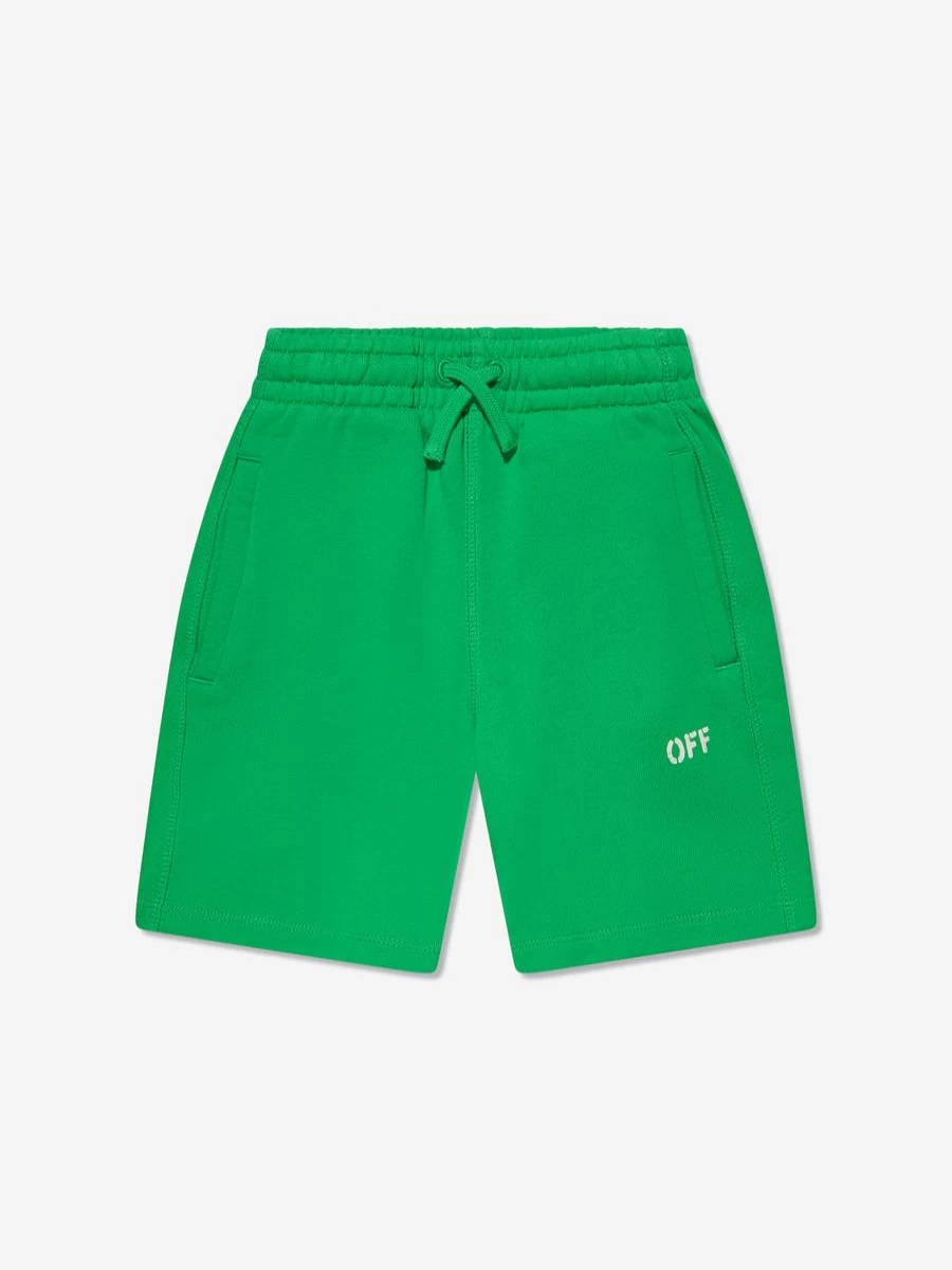 Off-White Boys Green Off Stamp Sweat Shorts