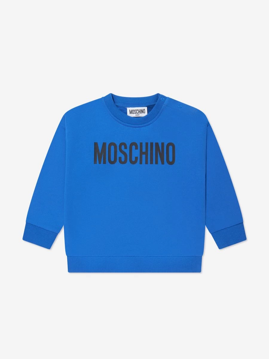 Moschino Kids Baby Blue Logo Sweatshirt - Soft Cotton Casual Pullover for Infants