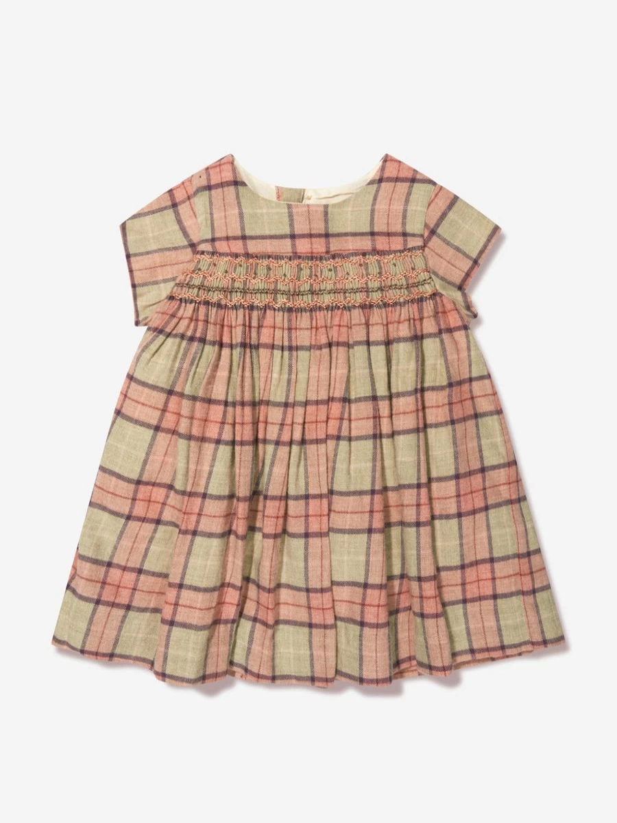 Bonpoint Baby Girls Tartan Dress with Knickers - Elegant Floral Print & Comfortable Fit