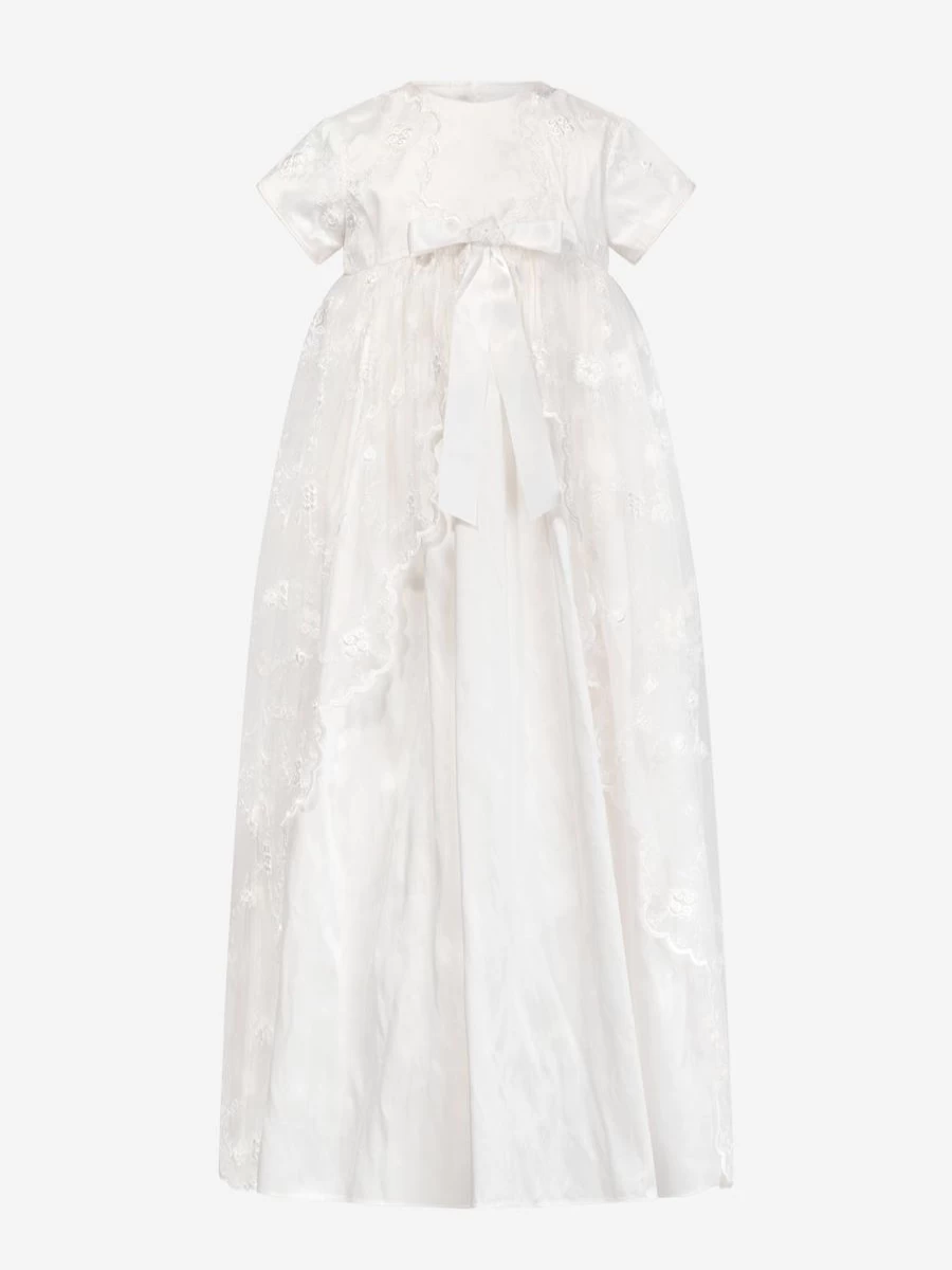 Sarah Louise Ivory Christening Gown & Bonnet Set for Baby Girls - Elegant Baptism Outfit
