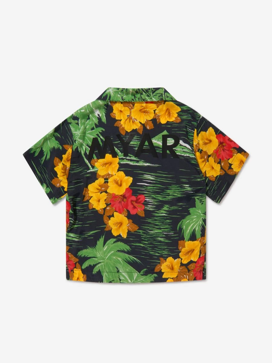 "Myar Teen Boys' Hawaiian Print Cotton Shirt - Tropical Summer Short Sleeve Top"
