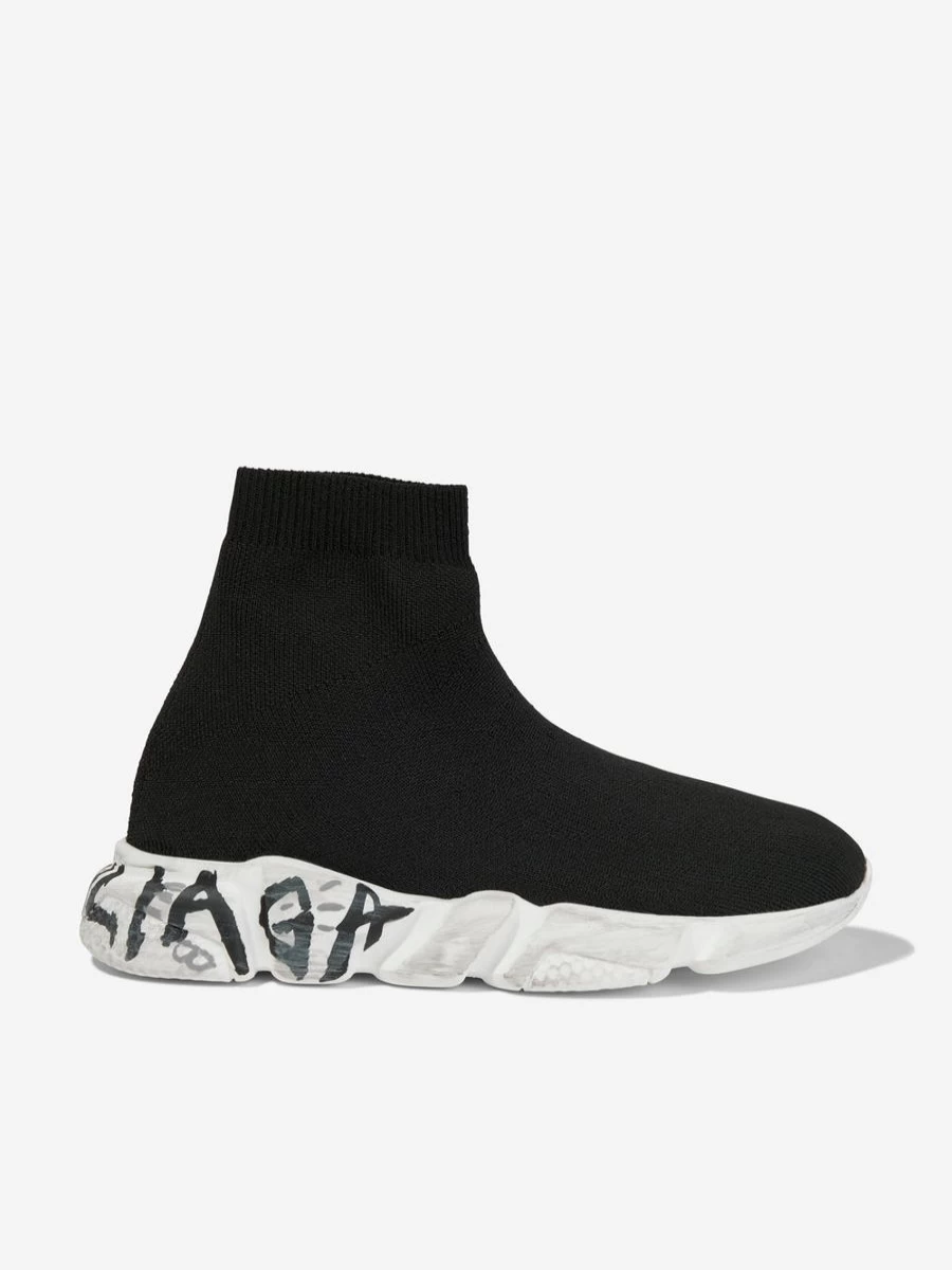 Balenciaga Kids Boys Black Graffiti Speed Sneakers for Running and Training