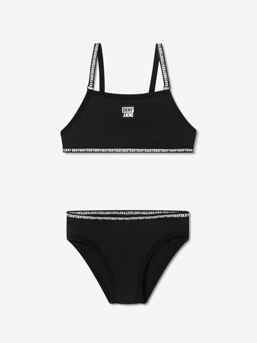 DKNY Teen Girls Black Logo Bikini - Stylish Swimwear for Young Women