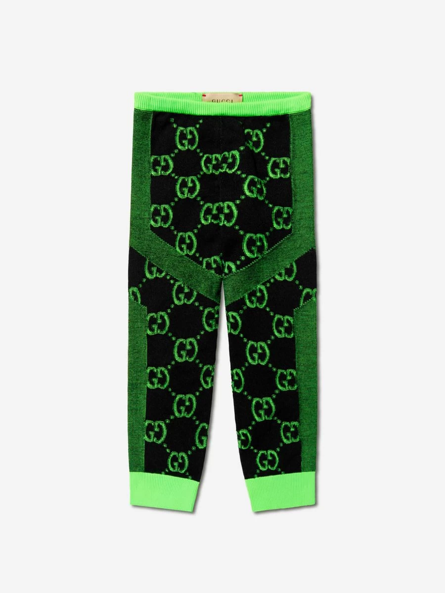 Gucci Kids Girls Black Cycling Leggings - GG Print Sportswear for Active Children