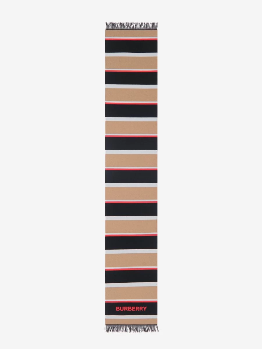Burberry Girls' Rugby Stripe Scarf in Beige - Classic Kids' Fashion Accessory