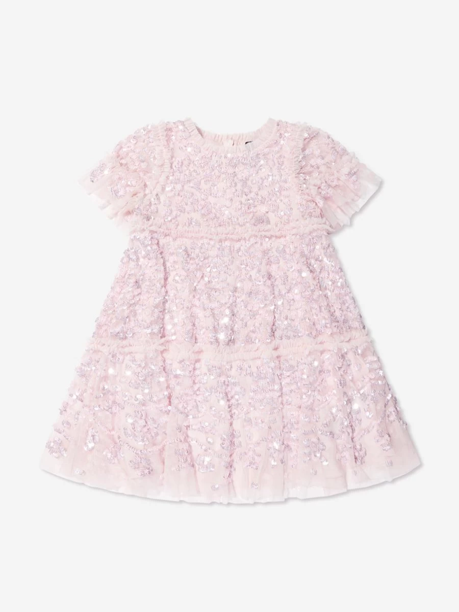 Needle & Thread Girls Annie Sequin Pink Party Dress for Special Occasions