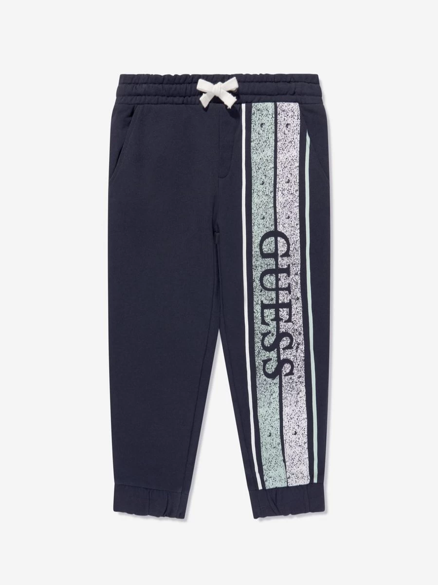Guess Boys Navy Logo Print Jogger Pants Casual Comfortable Athletic Sweatpants