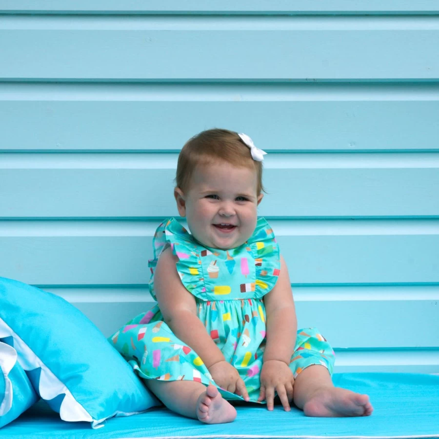 Rachel Riley Baby Girls Blue Ice Lolly Sundress & Bloomers Set