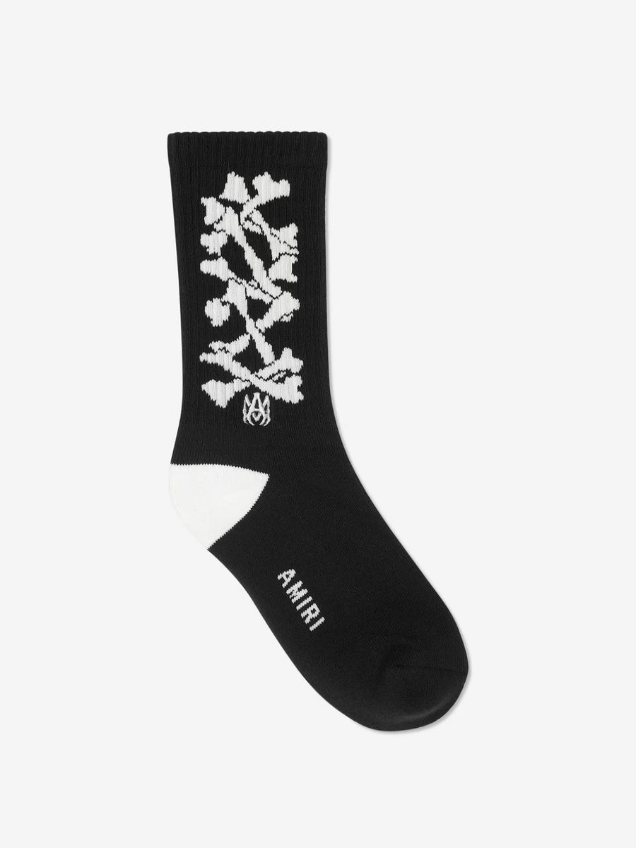 Amiri Boys Black Stacked Bones Pattern Socks for Kids