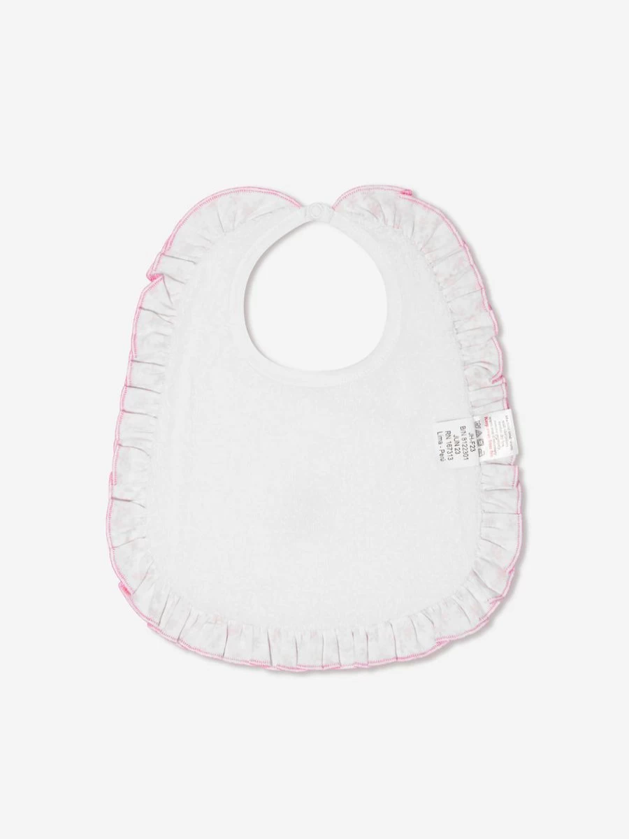 Magnolia Baby White Embroidered Ruffle Bib for Girls - Soft & Stylish Infant Bibs